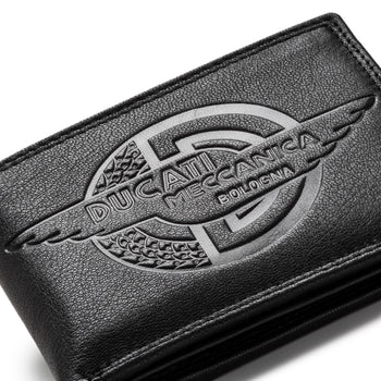 Portafoglio nero in pelle con logo Ducati, Brand, SKU o931000037, Immagine 0